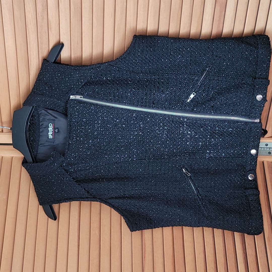 Black Metallic Vest Zippers & Snaps